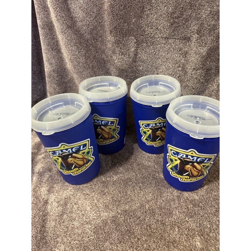Vtg‎ Joe Camel Aladdin Travel  Mug Cup Smooth Character 20 Oz Set Of 4 Blue